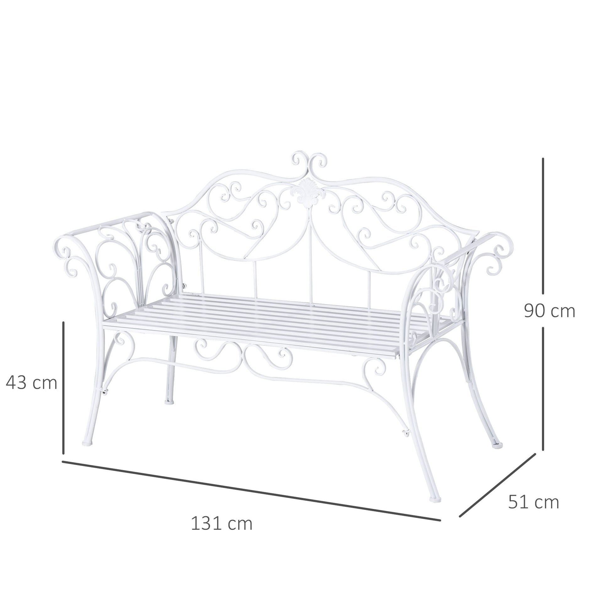 Outsunny Banco De Jardín Con Respaldo De 2 Plazas 131x51x90cm Exterior Carga_2