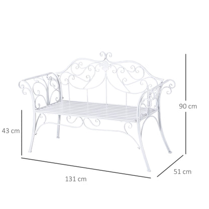 Outsunny Banco De Jardín Con Respaldo De 2 Plazas 131x51x90cm Exterior Carga_2