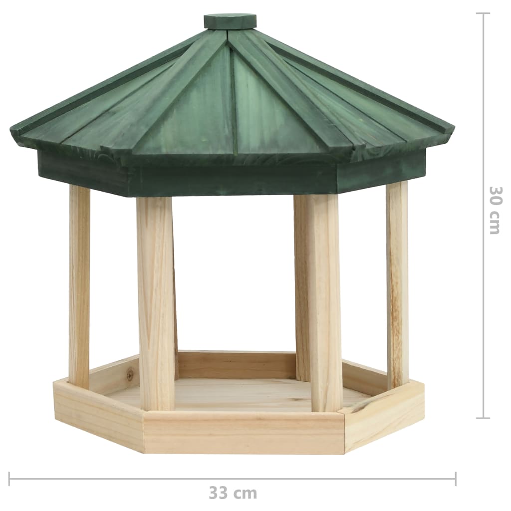 Comedero Para Pájaros Octogonal Madera Maciza De Abeto 33x30 Cm / Vetonek_0