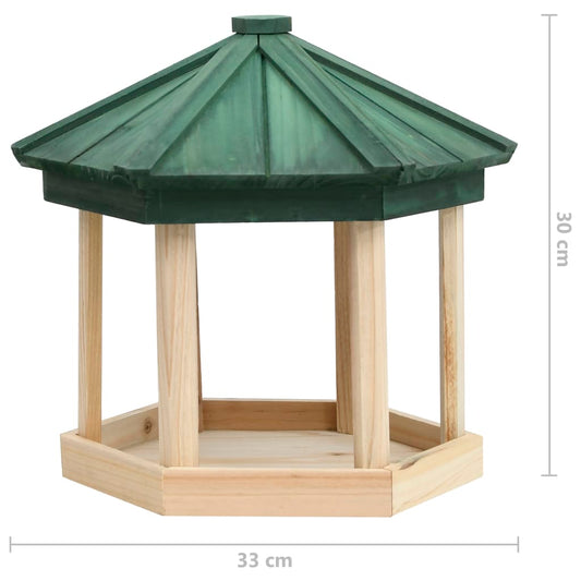 Comedero Para Pájaros Octogonal Madera Maciza De Abeto 33x30 Cm / Vetonek_0