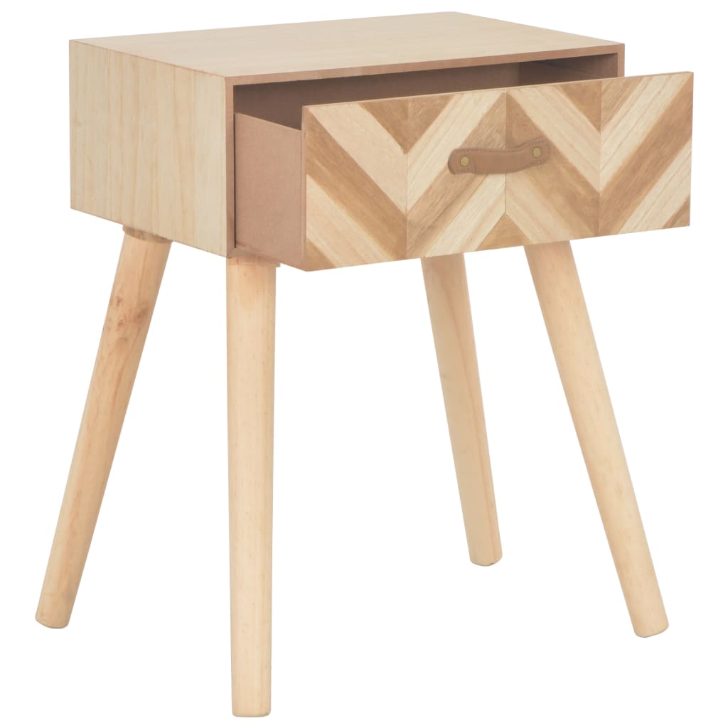 Mesita De Noche Con Cajón De Madera Maciza 44x30x58 Cm_0