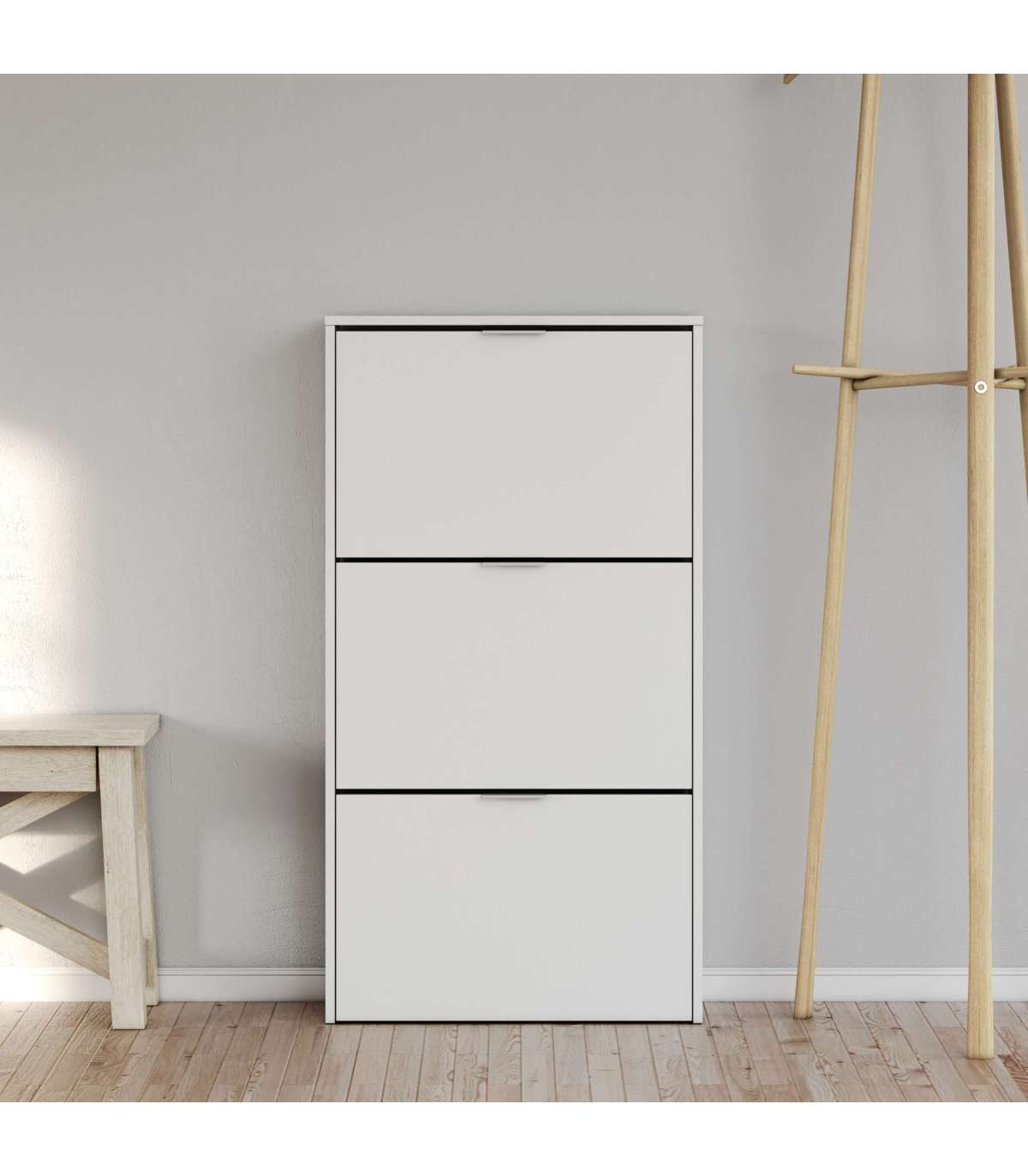 Mueble Zapatero 3 Trampones Almanzora Acabado Blanco, 60 Cm(ancho) 113 Cm(altura) 22 Cm(fo_5