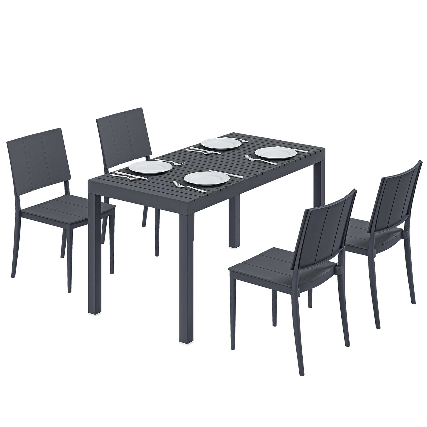 Outsunny Conjunto De Mesa Y Sillas Jardín De 5 Piezas_0