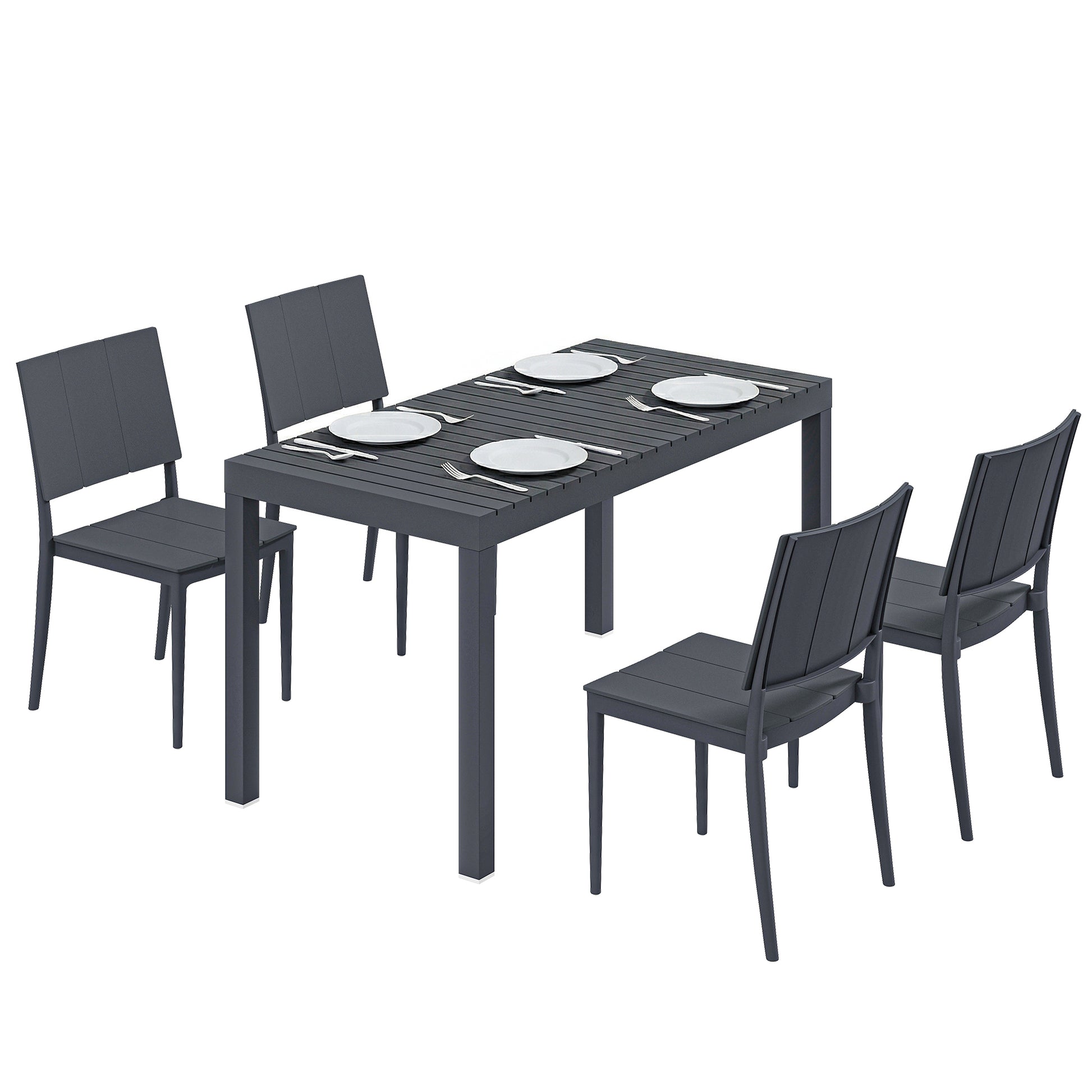 Outsunny Conjunto De Mesa Y Sillas Jardín De 5 Piezas_0