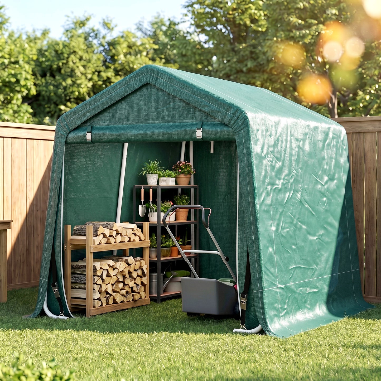 Outsunny Carpa De Jardín Exterior 2,4x2x2 M Con 2 Puertas Con Cremallera Verde_4