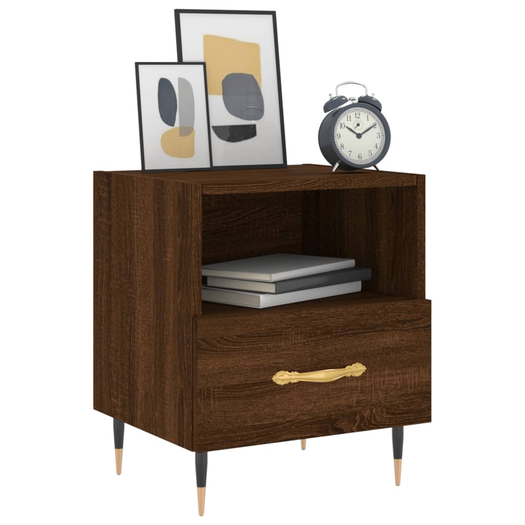 Mesita Noche 2 Uds Madera Ingeniería Marrón Roble 40x35x47,5 Cm_1