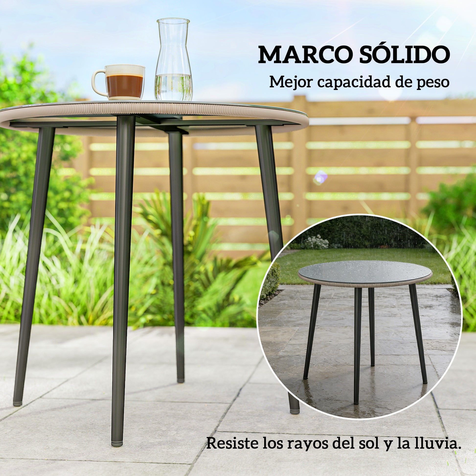 Outsunny Mesa De Comedor De Jardín Redonda_4