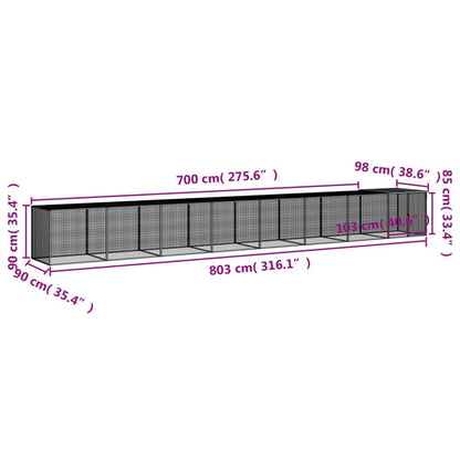 Vidaxl Gallinero Con Techo Acero Galvanizado Gris Claro 803x98x90 Cm_2