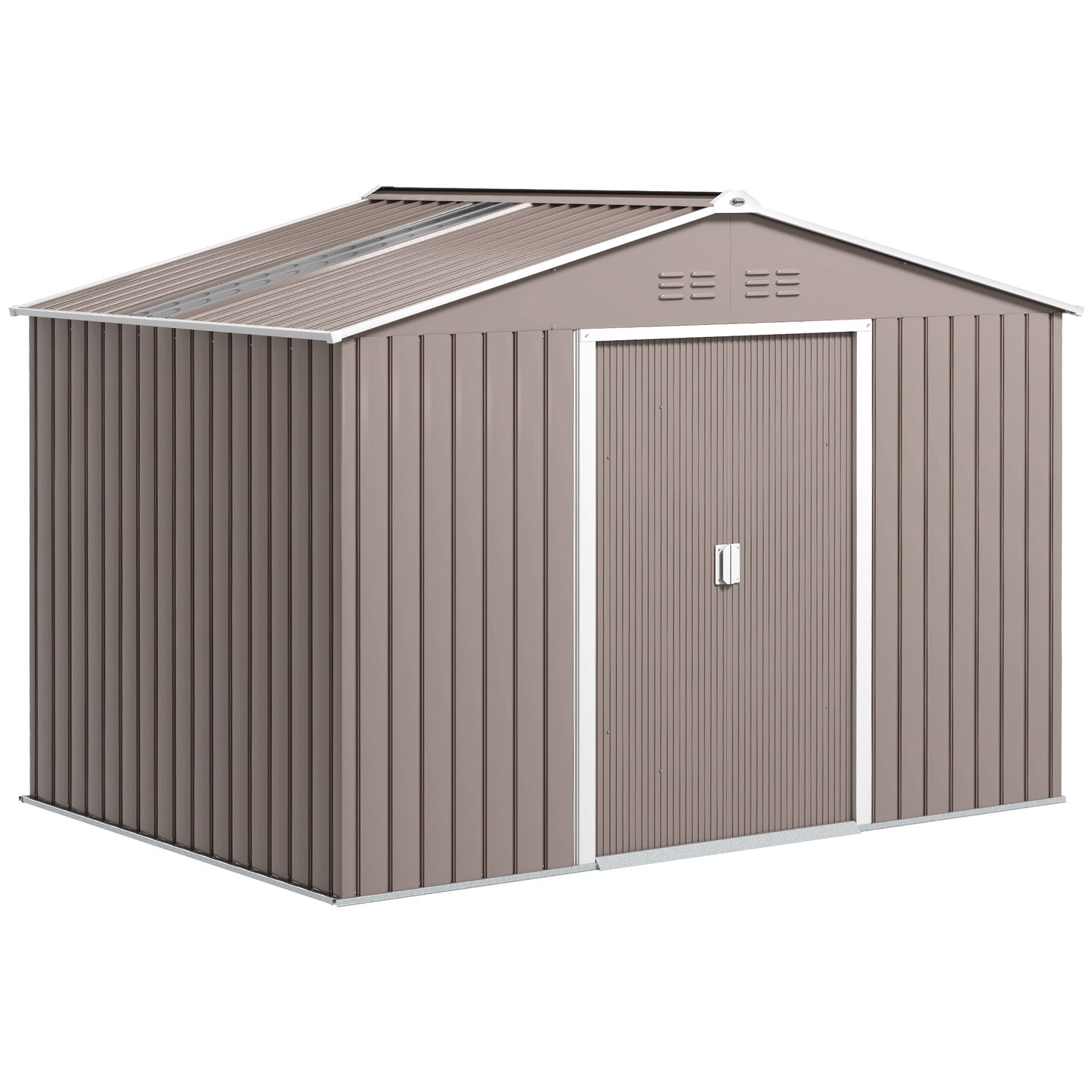 Outsunny Caseta De Jardín 4,9 M² 277x195x192 Cm Con Puerta Corredera Gris Claro_0