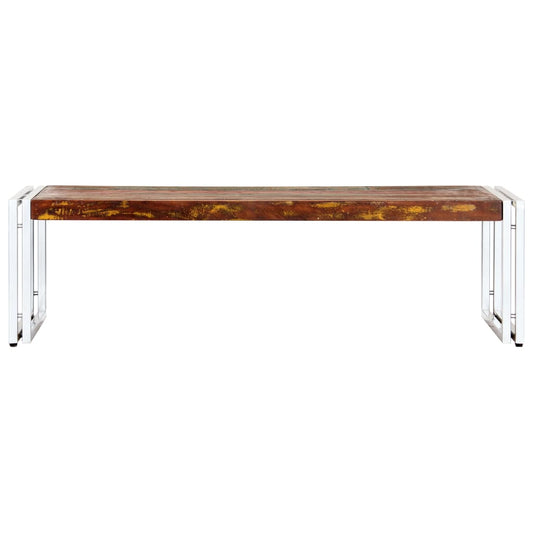 Mesa De Centro De Madera Maciza Reciclada 120x60x35 Cm_0