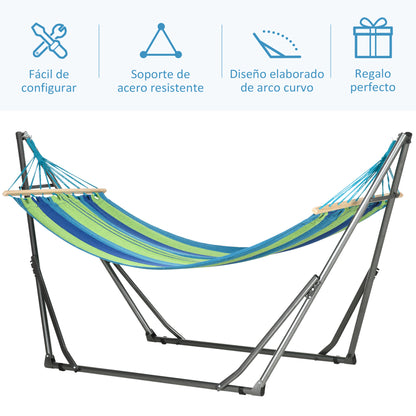 Outsunny Hamaca Con Soporte Plegable 2 En 1 Tendedero Con Barra 270x100x94 Cm_5