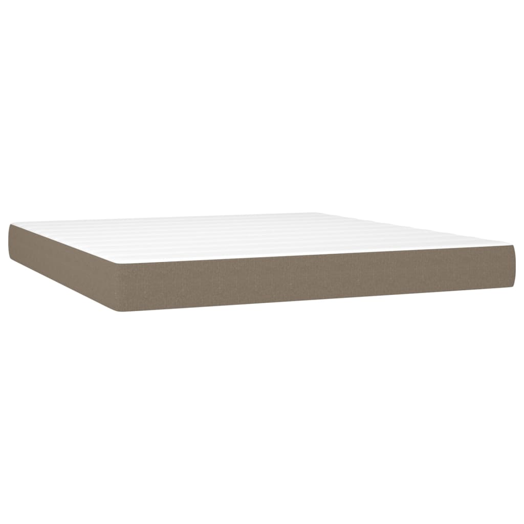 Cama Box Spring Colchón Y Luces Led Tela Gris Taupe 160x200 Cm / Vetonek_3
