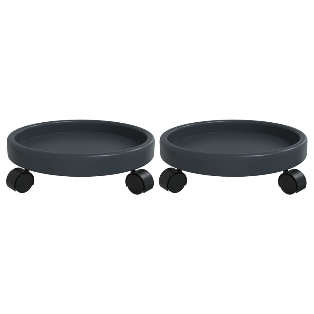 Vidaxl Soporte Para Plantas Con Ruedas 2 Uds Gris Diámetro 34 Cm 35 Kg_0