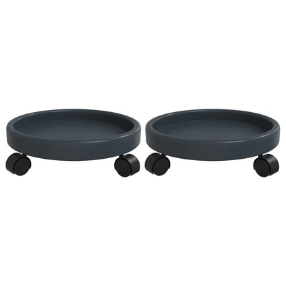 Vidaxl Soporte Para Plantas Con Ruedas 2 Uds Gris Diámetro 34 Cm 35 Kg_0