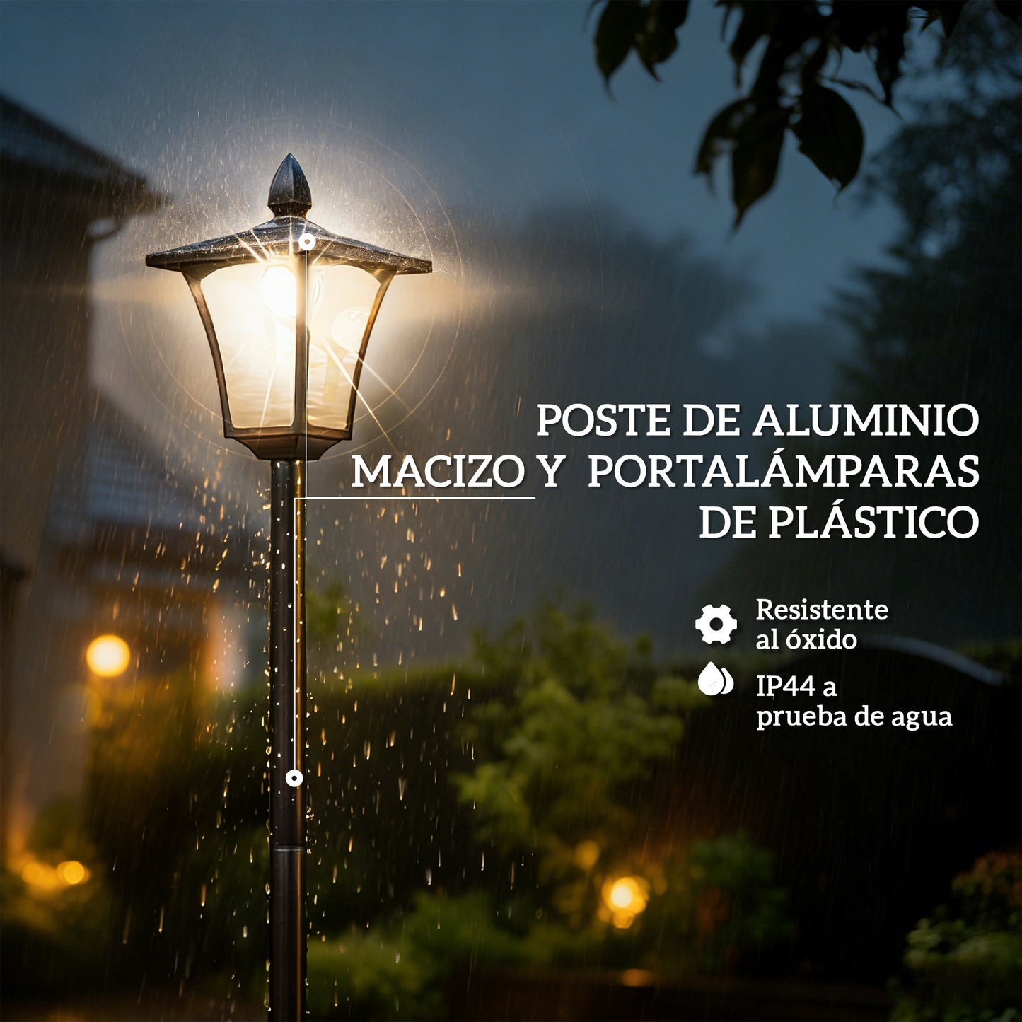 Outsunny Farola Solar Exterior De Jardín Con Macetero Poste De Aluminio Ip44_5