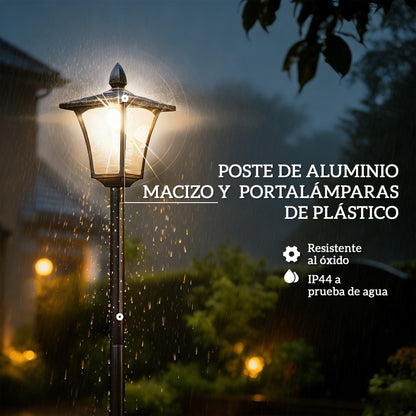 Outsunny Farola Solar Exterior De Jardín Con Macetero Poste De Aluminio Ip44_5