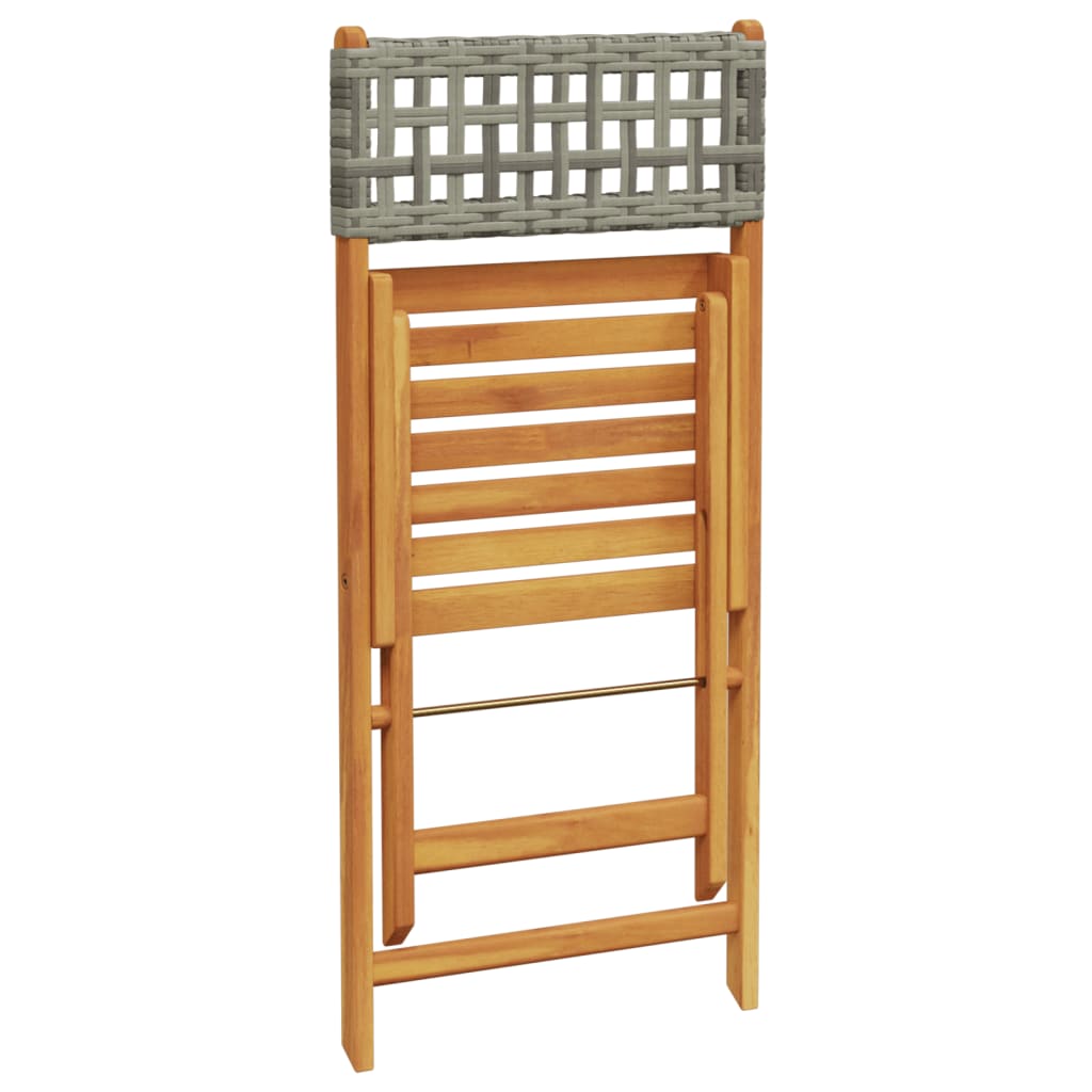 Set De Comedor De Jardín 5 Piezas Ratán Pe Madera Maciza Gris / Vetonek_3