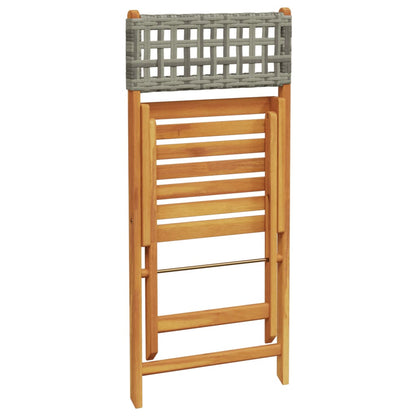 Set De Comedor De Jardín 5 Piezas Ratán Pe Madera Maciza Gris / Vetonek_3