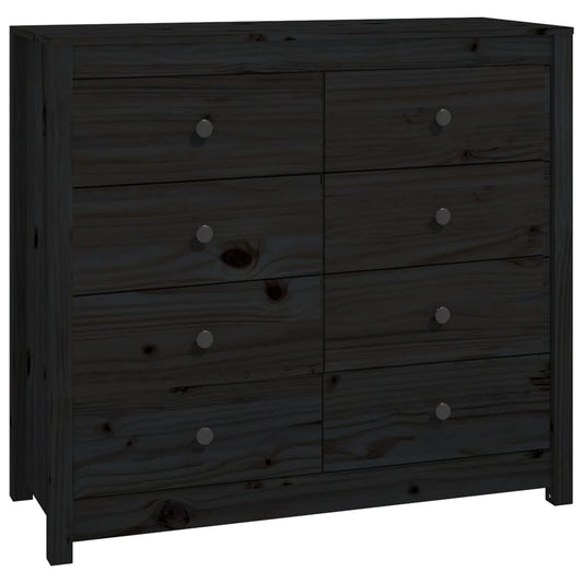 Armario Auxiliar Madera Maciza De Pino Negro 100x40x90 Cm / Vetonek_0