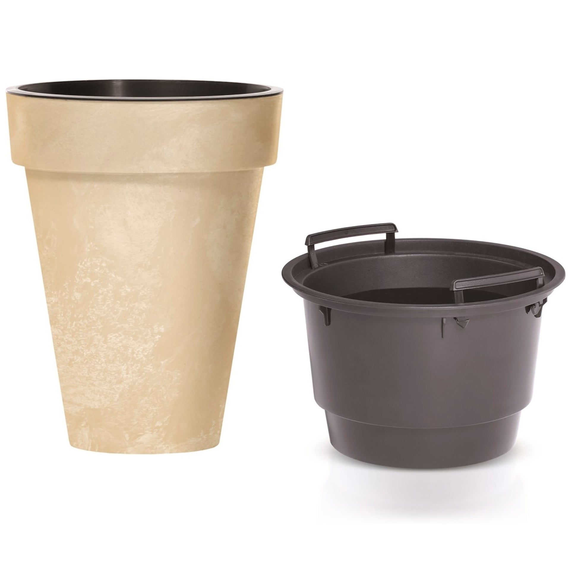 Maceta Cube Slim Beton Effect 12l., Con Depósito, Dimensiones (mm) 276x276x349, Color Crema_3