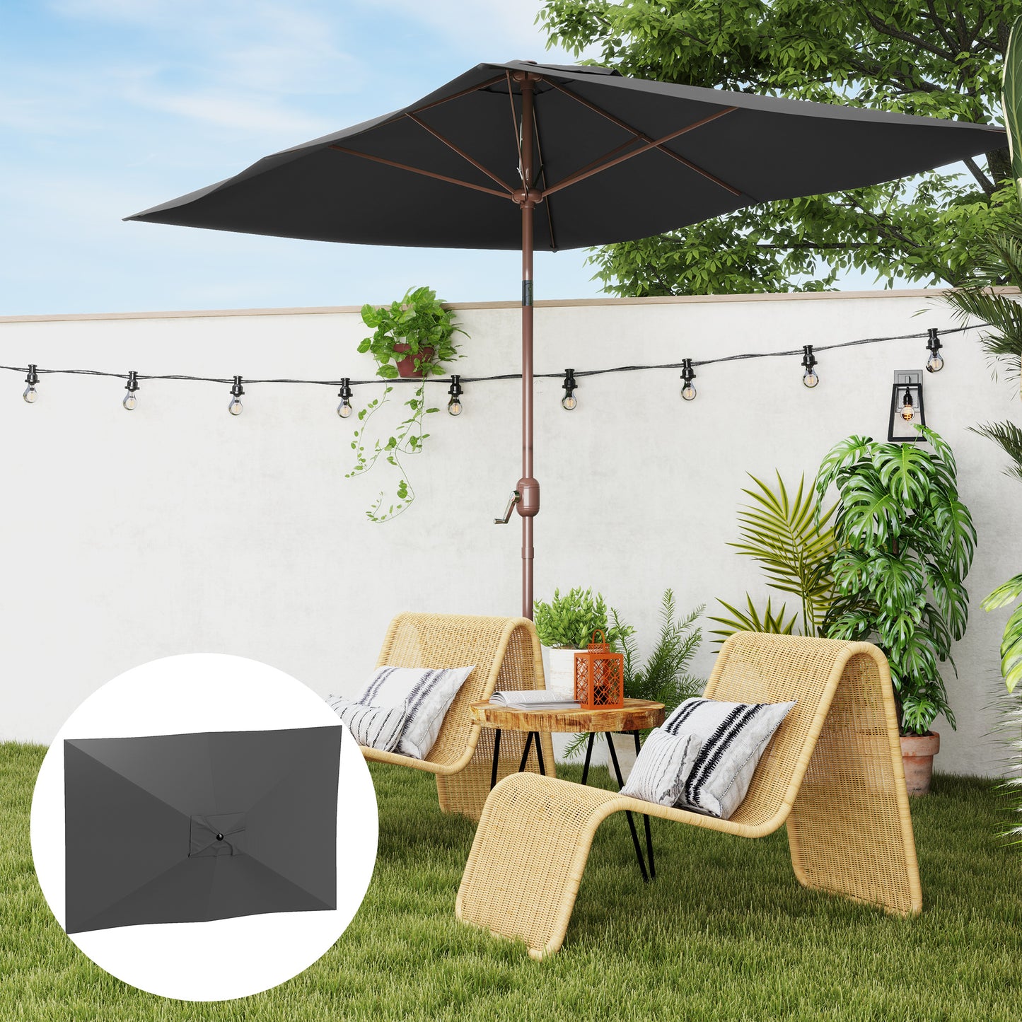 Outsunny Toldo De Recambio De Sombrilla De 3x2 M Con Ventilación Superior Gris_1