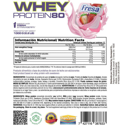 Whey Protein80 - 1kg - Fresa - Aumenta La Masa Muscular - Masmusculo_4