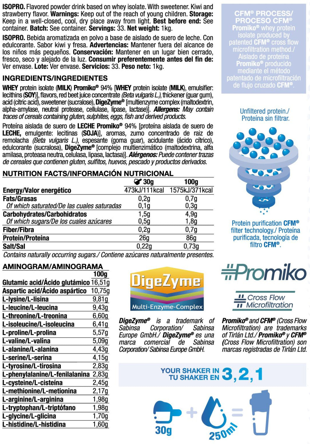 Isopro Cfm - 1kg - Fresa Kiwi - Proteína De Aislado De Suero Isolate - Quamtrax_5