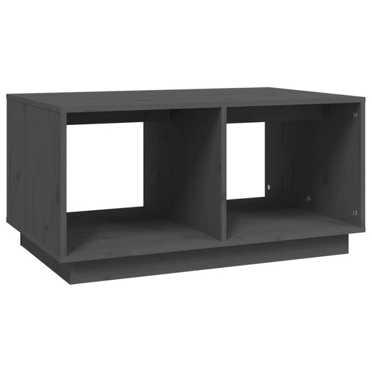 Mesa De Centro Madera Maciza De Pino Gris 80x50x40 Cm_0