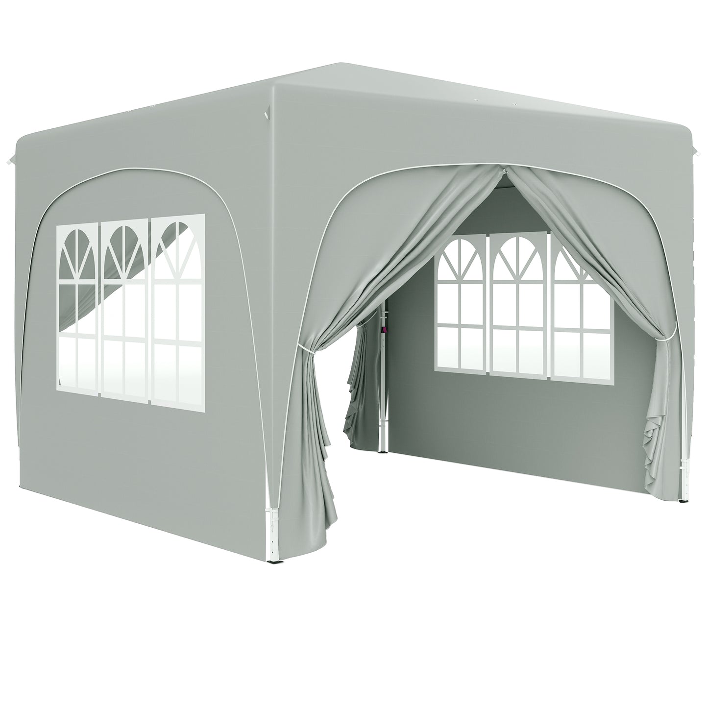 Outsunny Carpa Plegable 3x3 M Con Altura Ajustable 4 Laterales Upf50+ Gris_0