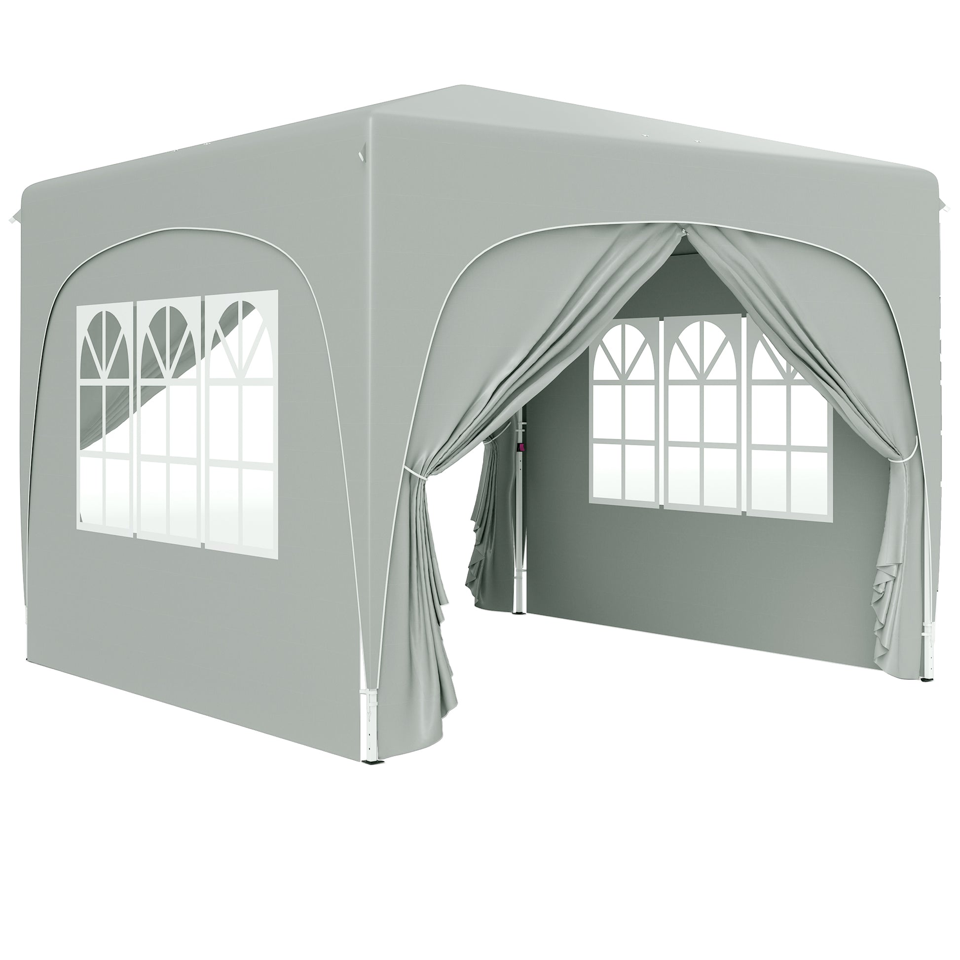 Outsunny Carpa Plegable 3x3 M Con Altura Ajustable 4 Laterales Upf50+ Gris_0