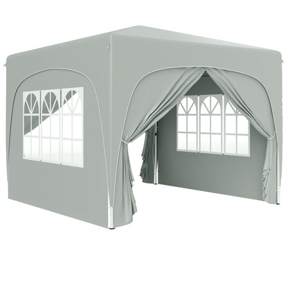 Outsunny Carpa Plegable 3x3 M Con Altura Ajustable 4 Laterales Upf50+ Gris_0