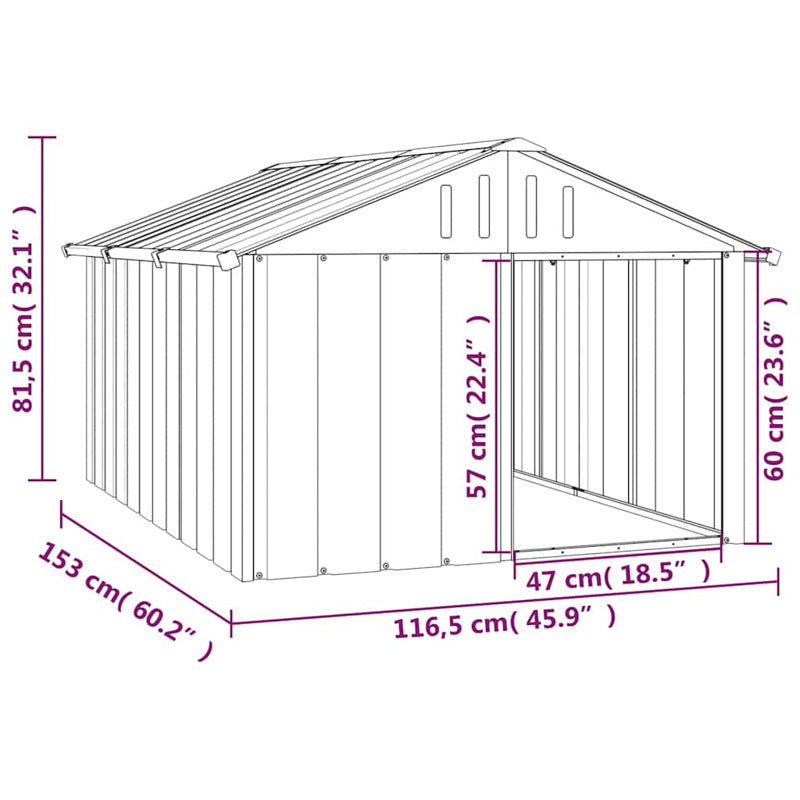 Vidaxl Casa Perros Acero Galvanizado Gris Antracita 116,5x153x81,5 Cm_5