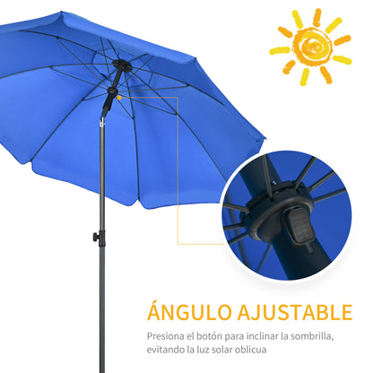 Outsunny Sombrilla De Playa Grande Ø180 Cm Con Ángulo Ajustable Azul_4
