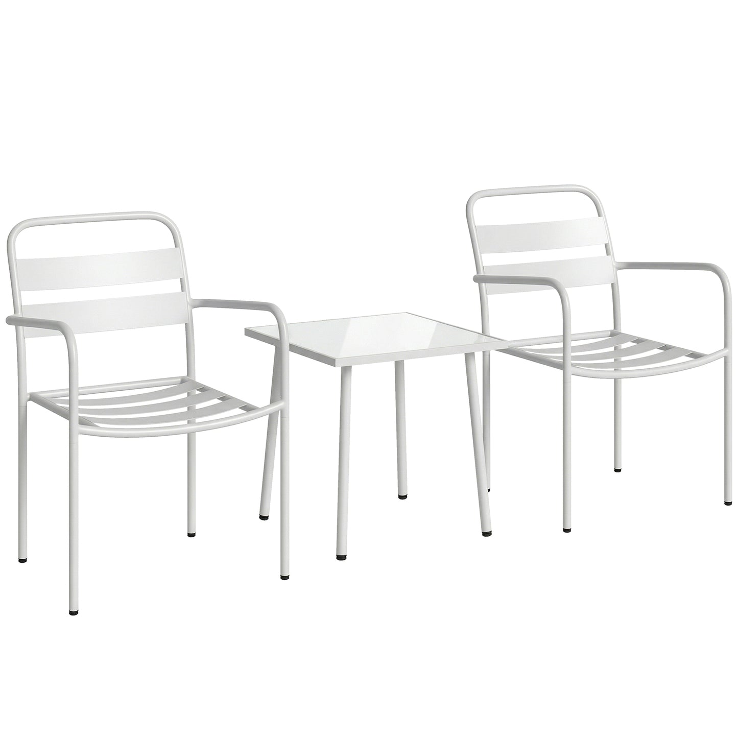 Outsunny Conjunto De Jardín Exterior De 3 Piezas De Acero Galvanizado Blanco_0