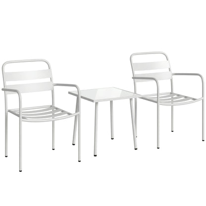 Outsunny Conjunto De Jardín Exterior De 3 Piezas De Acero Galvanizado Blanco_0