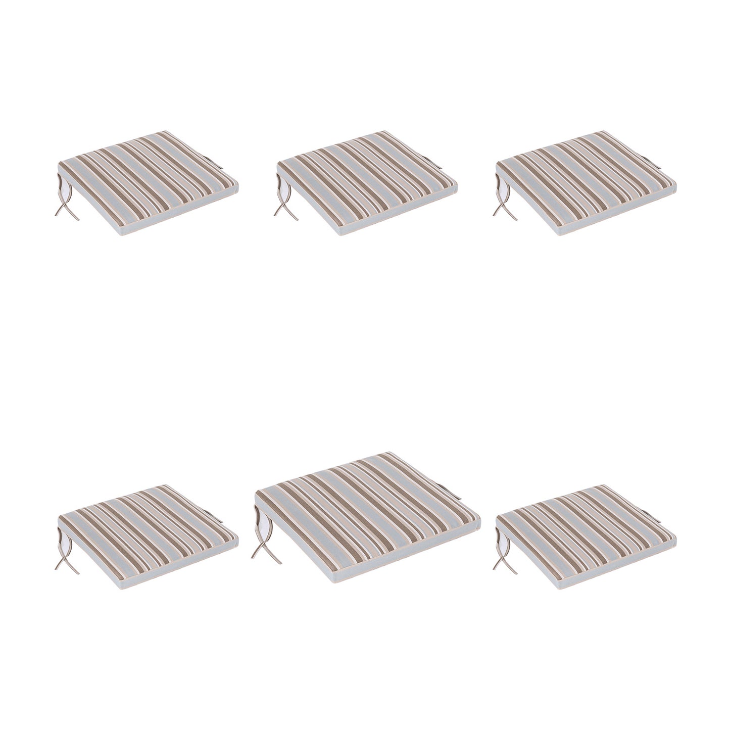 Pack 6 Cojines Para Sillas Y Sillones De Jardín Color Lux Estampado A Rayas, Tamaño 44x44x5 Cm, Repelente Al Agua, Desenfundable_0