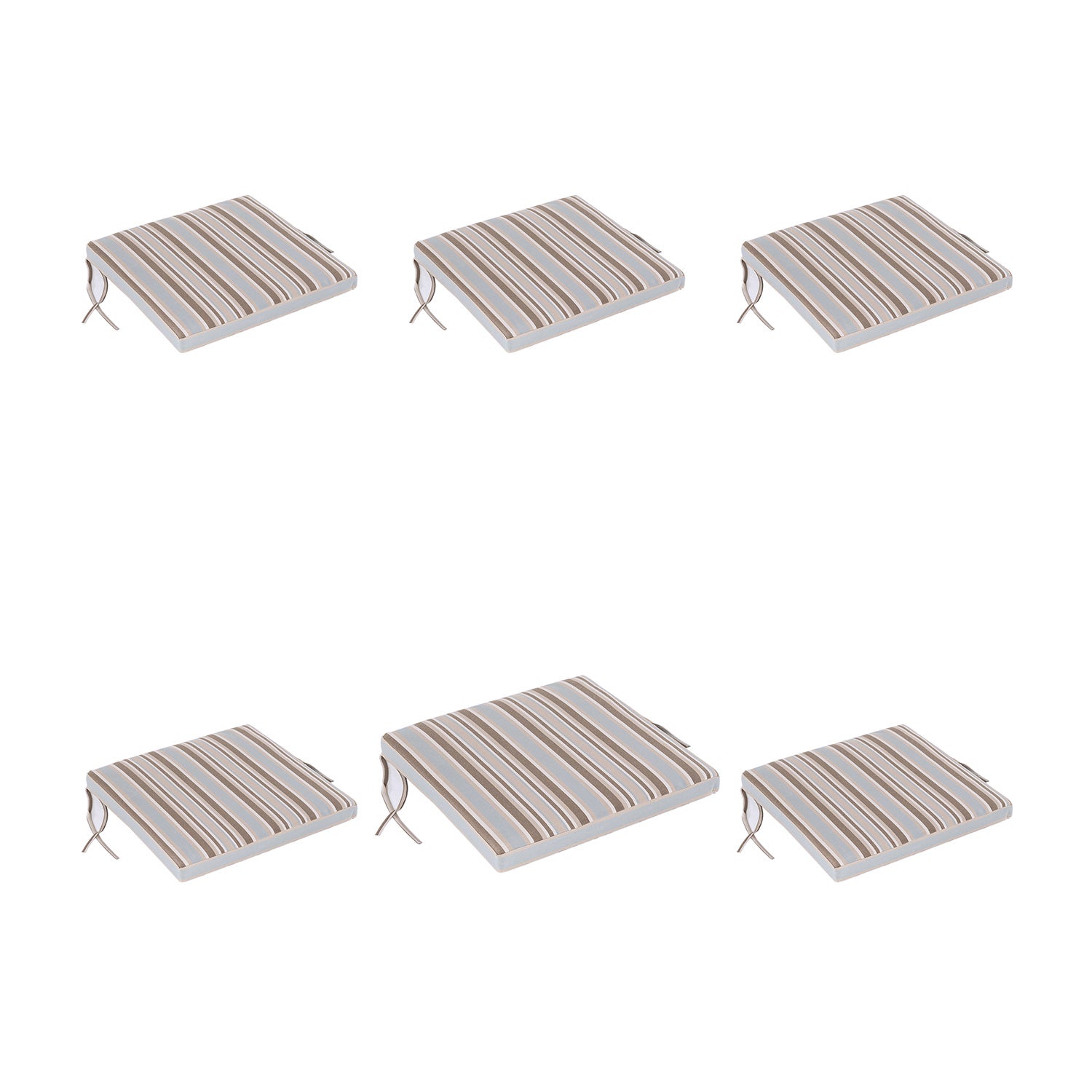 Pack 6 Cojines Para Sillas Y Sillones De Jardín Color Lux Estampado A Rayas, Tamaño 44x44x5 Cm, Repelente Al Agua, Desenfundable_0