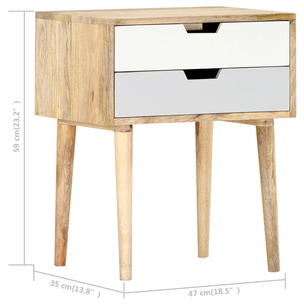 Mesita De Noche De Madera Maciza De Mango 47x35x59 Cm_4