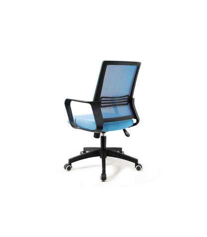 Silla Despacho De Diseño Moderno, Giratoria, Elevable, Acabado Azul, 113-123 Cm(alto)60 Cm(ancho)61 Cm(largo)_4