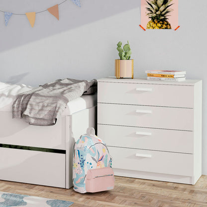 Cómoda Dormitorio, Cajonera 4 Cajones, Sinfonier 78x74x40 Cm (alto X Ancho X Profundo), Briebe, Nova, Blanco