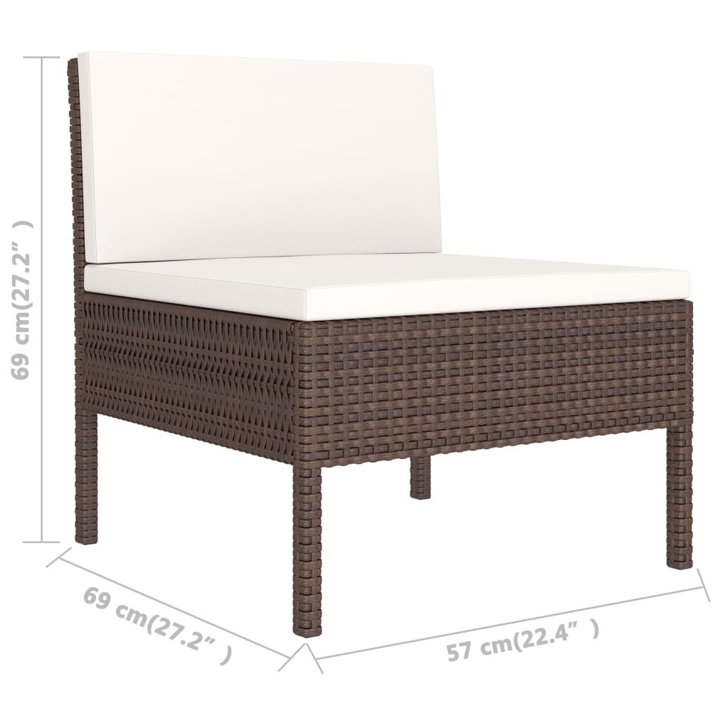 Vidaxl Set Muebles De Jardín 5 Pzas Y Cojines Ratán Sintético Marrón_2