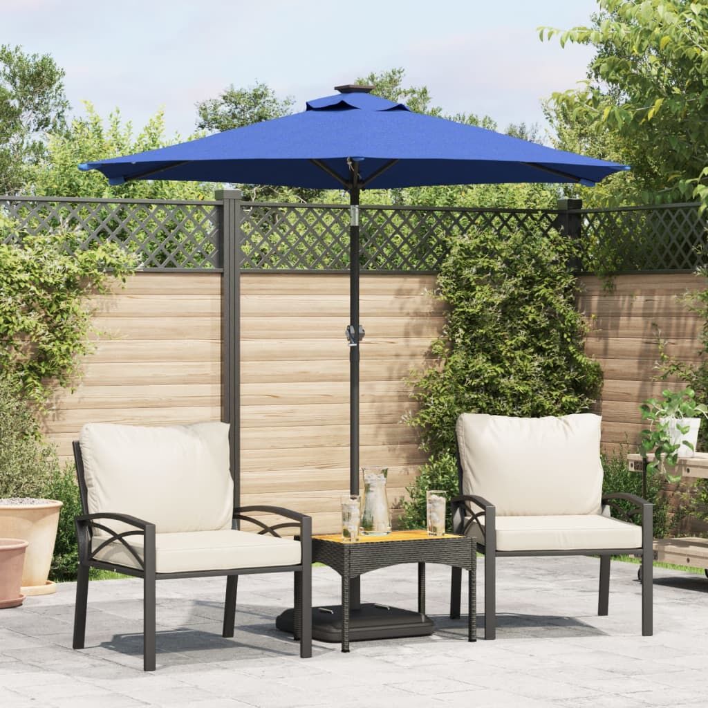 Vidaxl Sombrilla Jardín Con Luces Led Poste Acero Azul 225x225x212 Cm_1