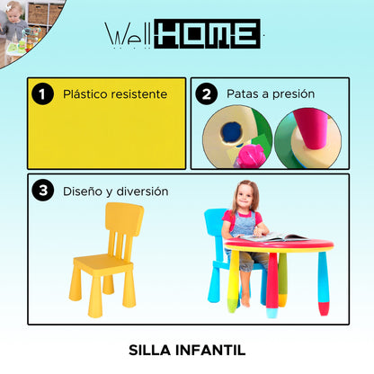 Mesita Infantil Rectangular Amarilla, Y 2 Sillas
