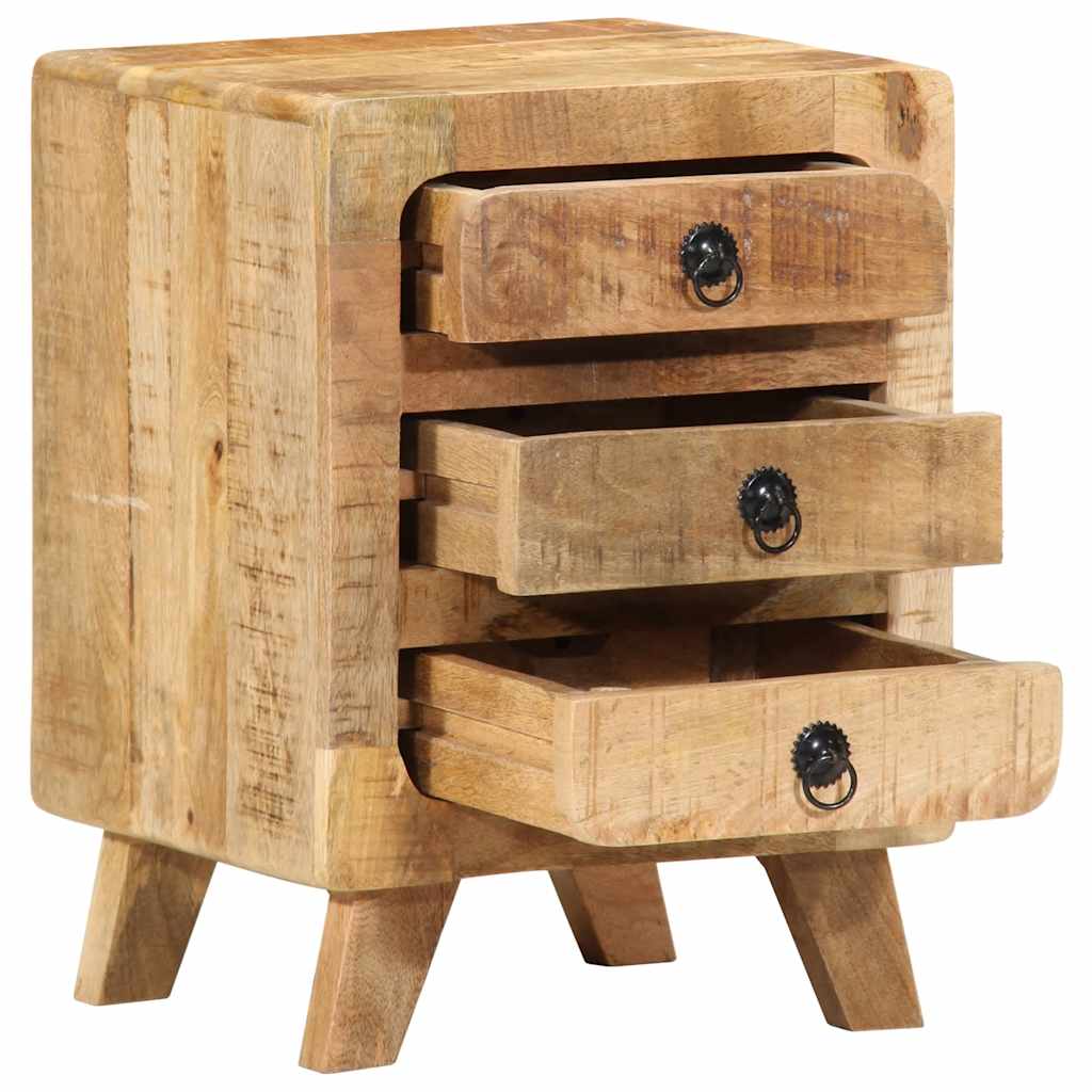 Mesita De Noche De Madera Maciza De Mango Rugosa 37x32x50 Cm_3