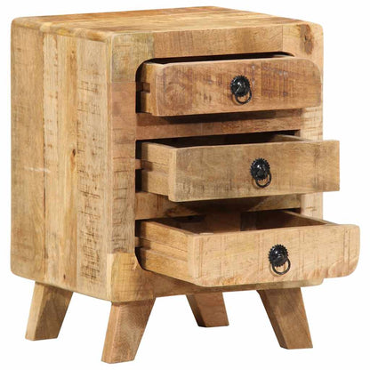 Mesita De Noche De Madera Maciza De Mango Rugosa 37x32x50 Cm_3