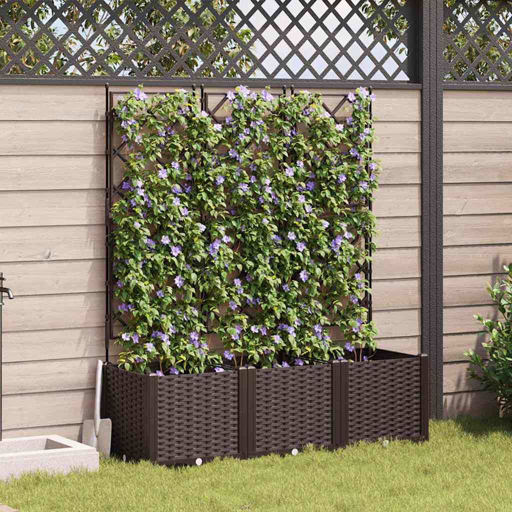 Vidaxl Maceta De Jardín Con Enrejado 3 Pcs Marrón 120 X 40 X 143 Cm Pp_1