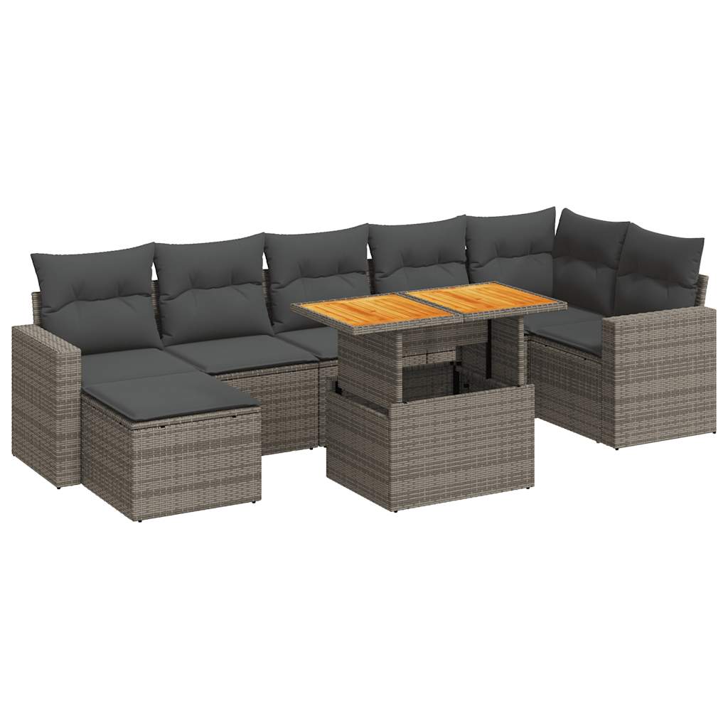 Set De Sofás De Jardín Y Cojines 8 Piezas Ratán Sintético Gris / Vetonek_5