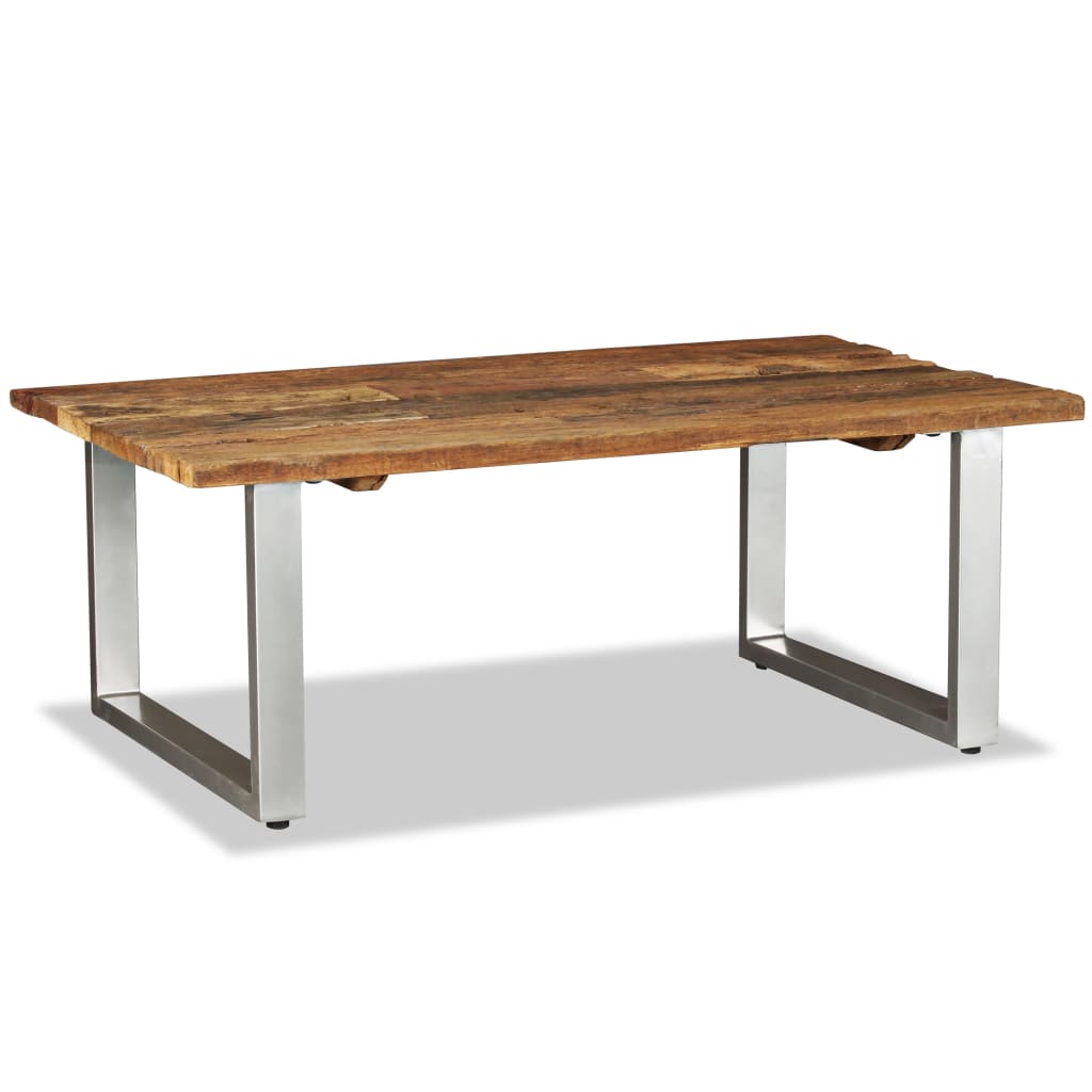 Mesa De Centro Madera Maciza Reciclada 100x60x38 Cm_1