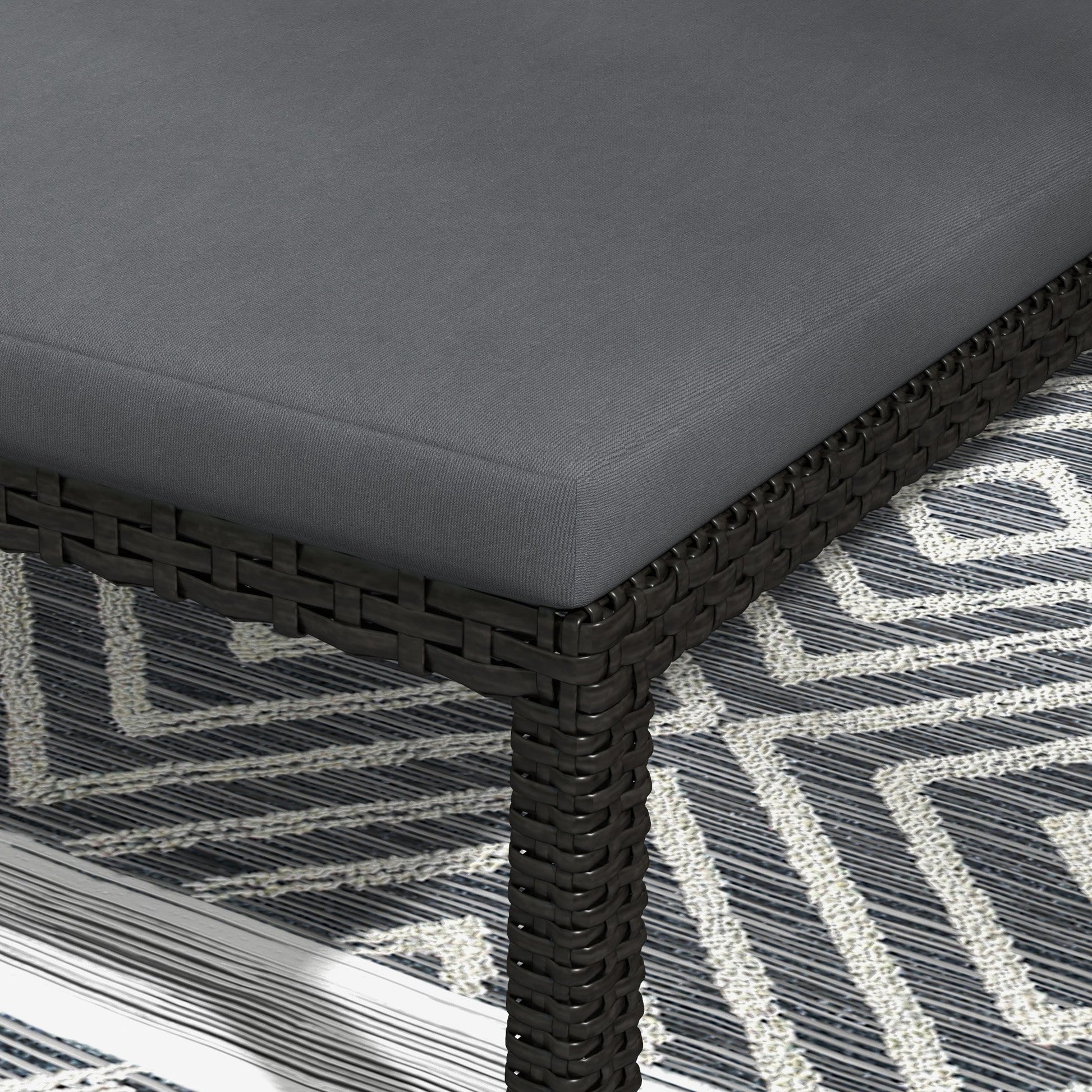 Outsunny Tumbona De Ratán Con Respaldo Ajustable 73x200x48cm Gris Oscuro Y Negro_4