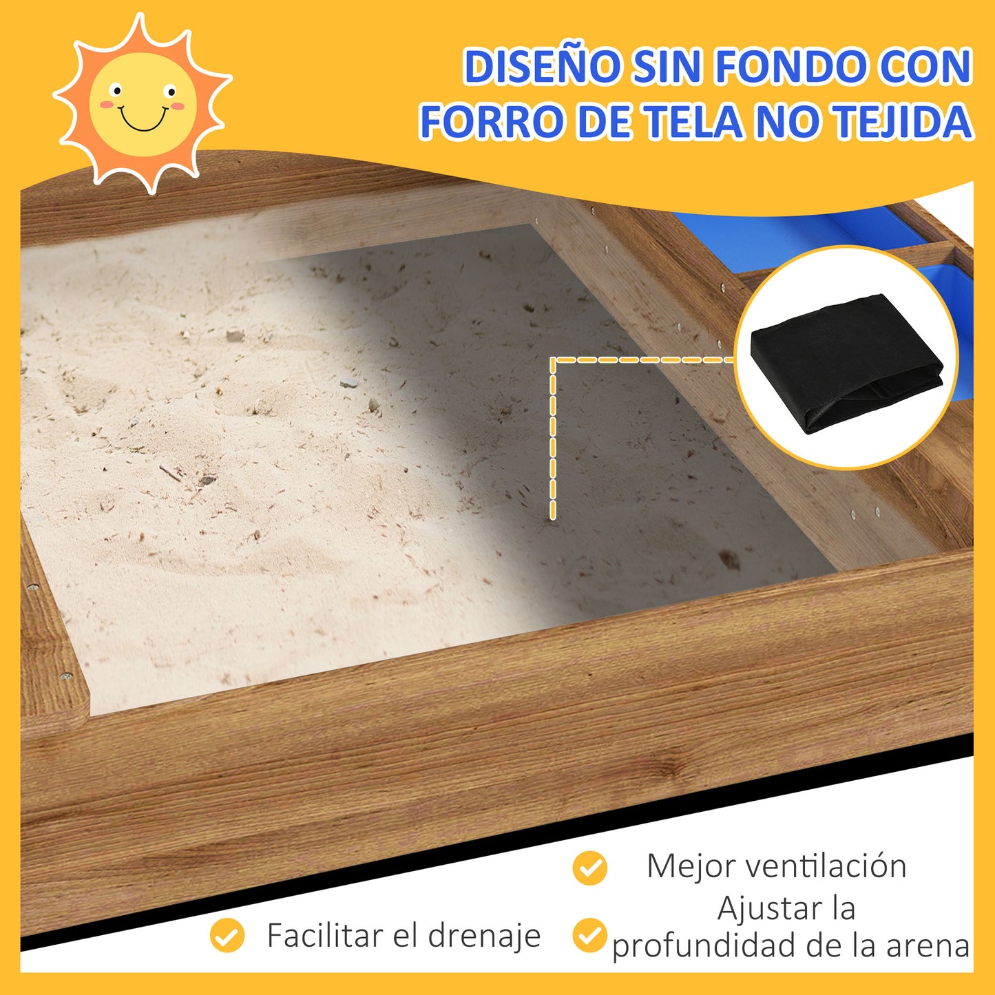 Outsunny Arenero Para Niños De Madera_4